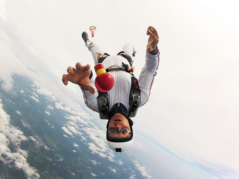 Skydiver over South America